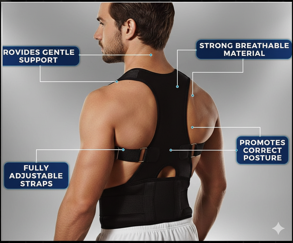 Auroxa™ Professional Posture Corrector Belt - Adjustable Back Support Belt for Spinal Alignment, Muscle Support & Back Pain Relief (Men & Women)