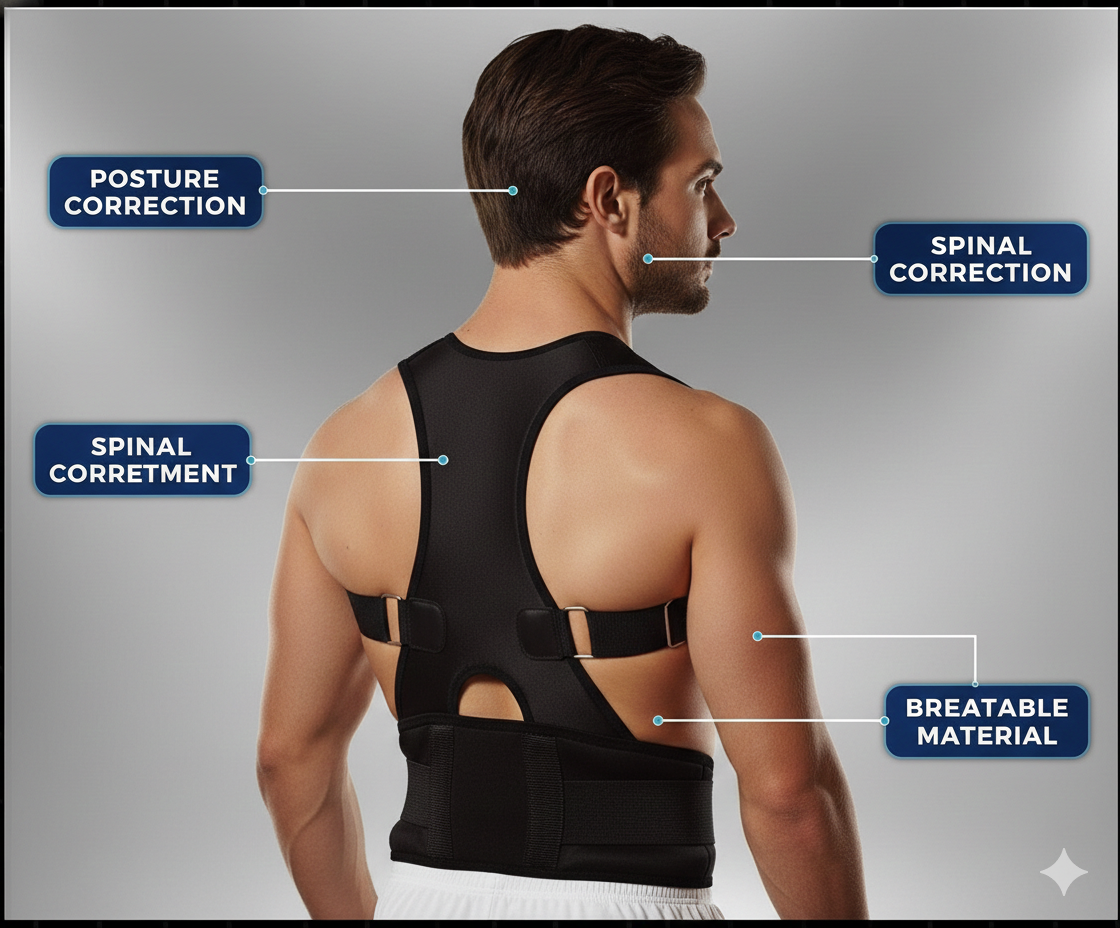 Auroxa™ Professional Posture Corrector Belt - Adjustable Back Support Belt for Spinal Alignment, Muscle Support & Back Pain Relief (Men & Women)